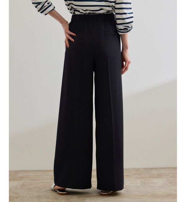 ROPE「【洗える・カセット服・新色追加】バックサテンイージーワイドパンツ/お仕事・通勤・セットアップ対応」|チノ|