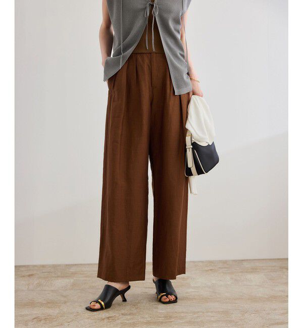 ROPE「【洗える】ビスコースリネン スラブスリータックパンツ/一部セットアップ可能」|チノ|