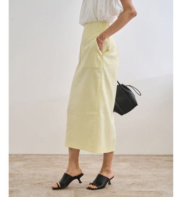 ROPE「【洗える】サテンリネン ポケット付きタイトスカート【34サイズ/J'aDoRe・店舗限定】/25SS」|スカート|