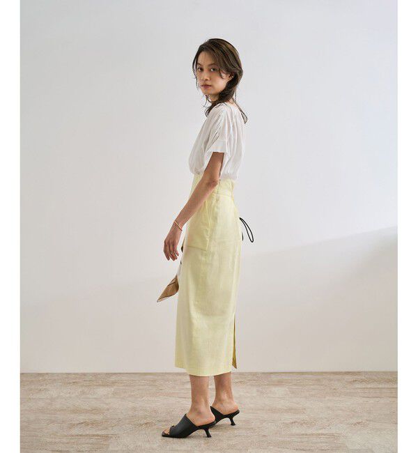 ROPE「【洗える】サテンリネン ポケット付きタイトスカート【34サイズ/J'aDoRe・店舗限定】/25SS」|スカート|