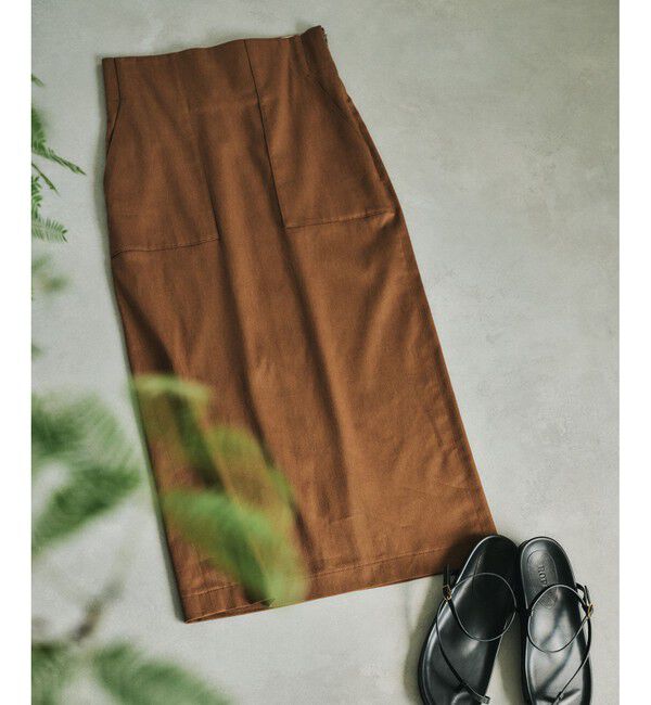 ROPE「【洗える】サテンリネン ポケット付きタイトスカート【34サイズ/J'aDoRe・店舗限定】/25SS」|スカート|