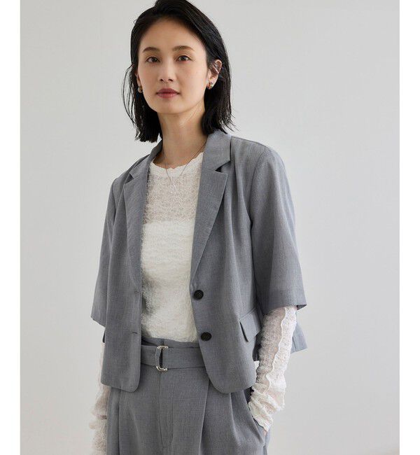 ROPE「【洗える】リネンライクコンパクトジャケット/セットアップ対応【WEB・一部店舗限定】」|テーラードジャケット|グレー(07)