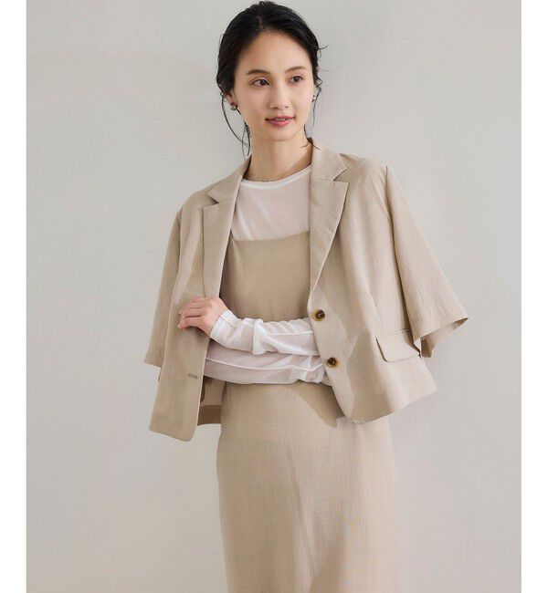 ROPE「【洗える】リネンライクコンパクトジャケット/セットアップ対応【WEB・一部店舗限定】」|テーラードジャケット|