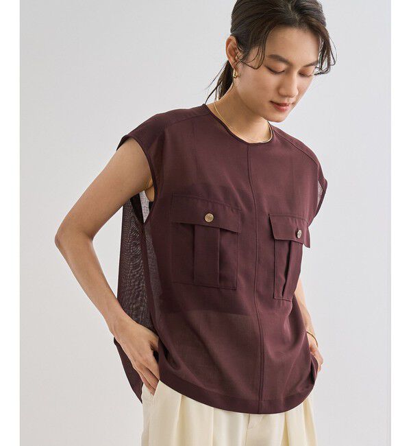 ROPE「【洗える】サファリ シアーブラウス」|シャツ・ブラウス|