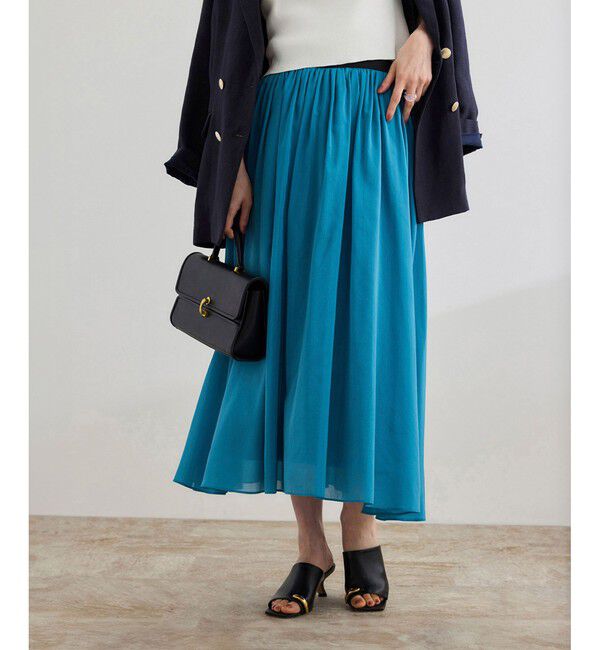 ROPE「【洗える】コットンシルクスカート」|スカート|ターコイズ(49)