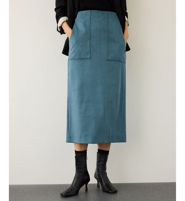 ROPE「[美人スカート]スエードポケット付きタイトスカート/イージーケア」|スカート|ブルー(44)