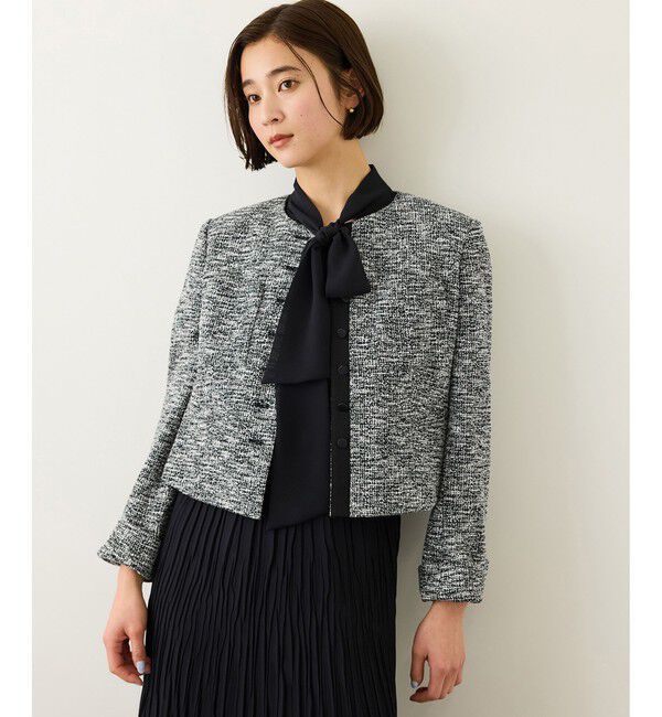 ROPE「ツイードノーカラージャケット」|ノーカラージャケット|ブラック系(02)