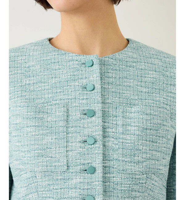 ROPE「ツイードノーカラージャケット」|ノーカラージャケット|