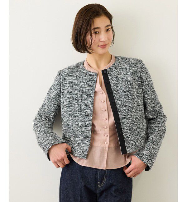 ROPE「ツイードノーカラージャケット」|ノーカラージャケット|