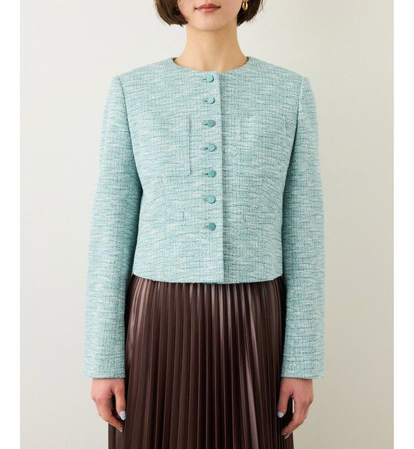 ROPE「ツイードノーカラージャケット」|ノーカラージャケット|