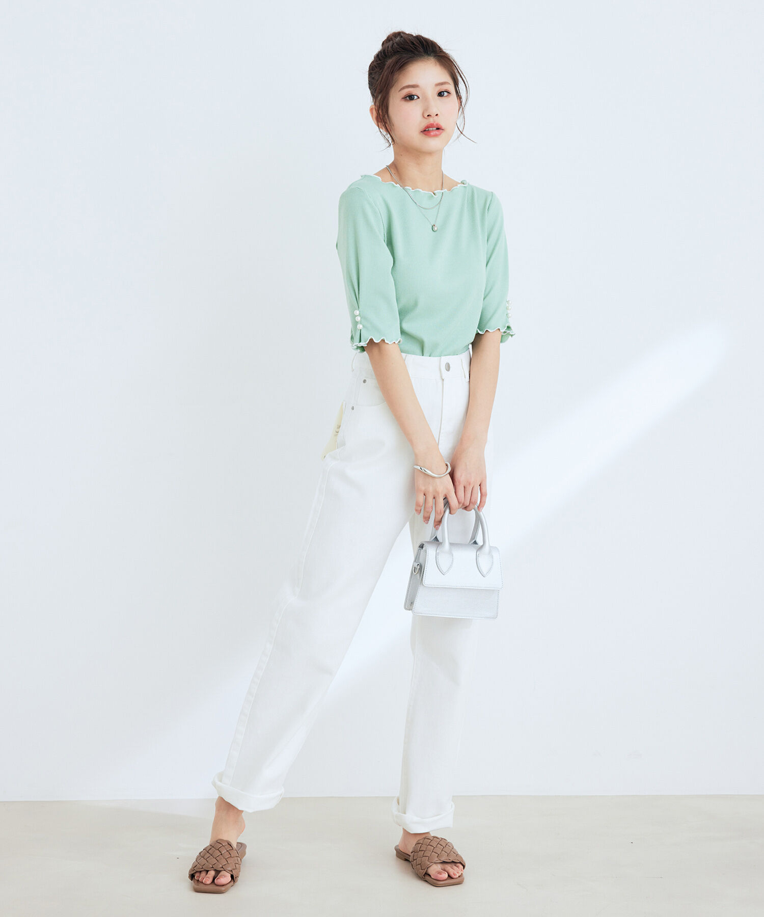 VIS「ツイル＆デニムストレートパンツ」|デニム|