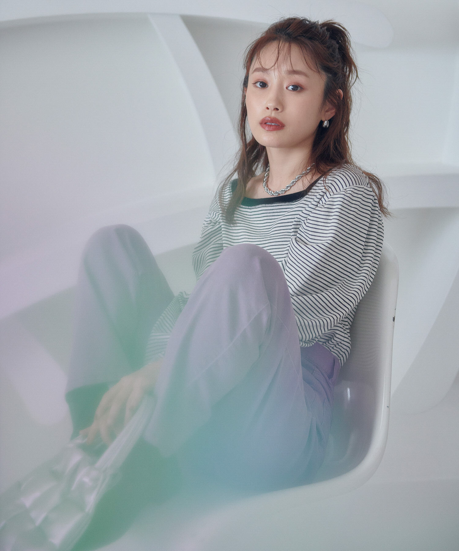 VIS「ツイル＆デニムストレートパンツ」|デニム|