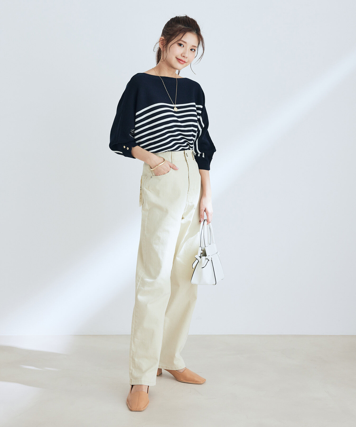 VIS「ツイル＆デニムストレートパンツ」|デニム|