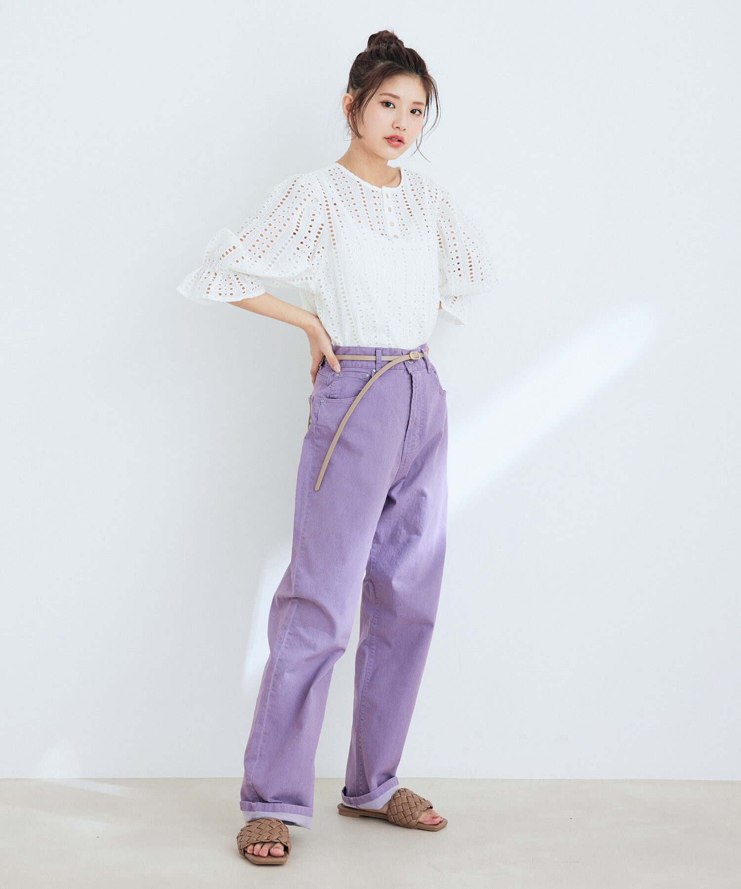 VIS「ツイル＆デニムストレートパンツ」|デニム|