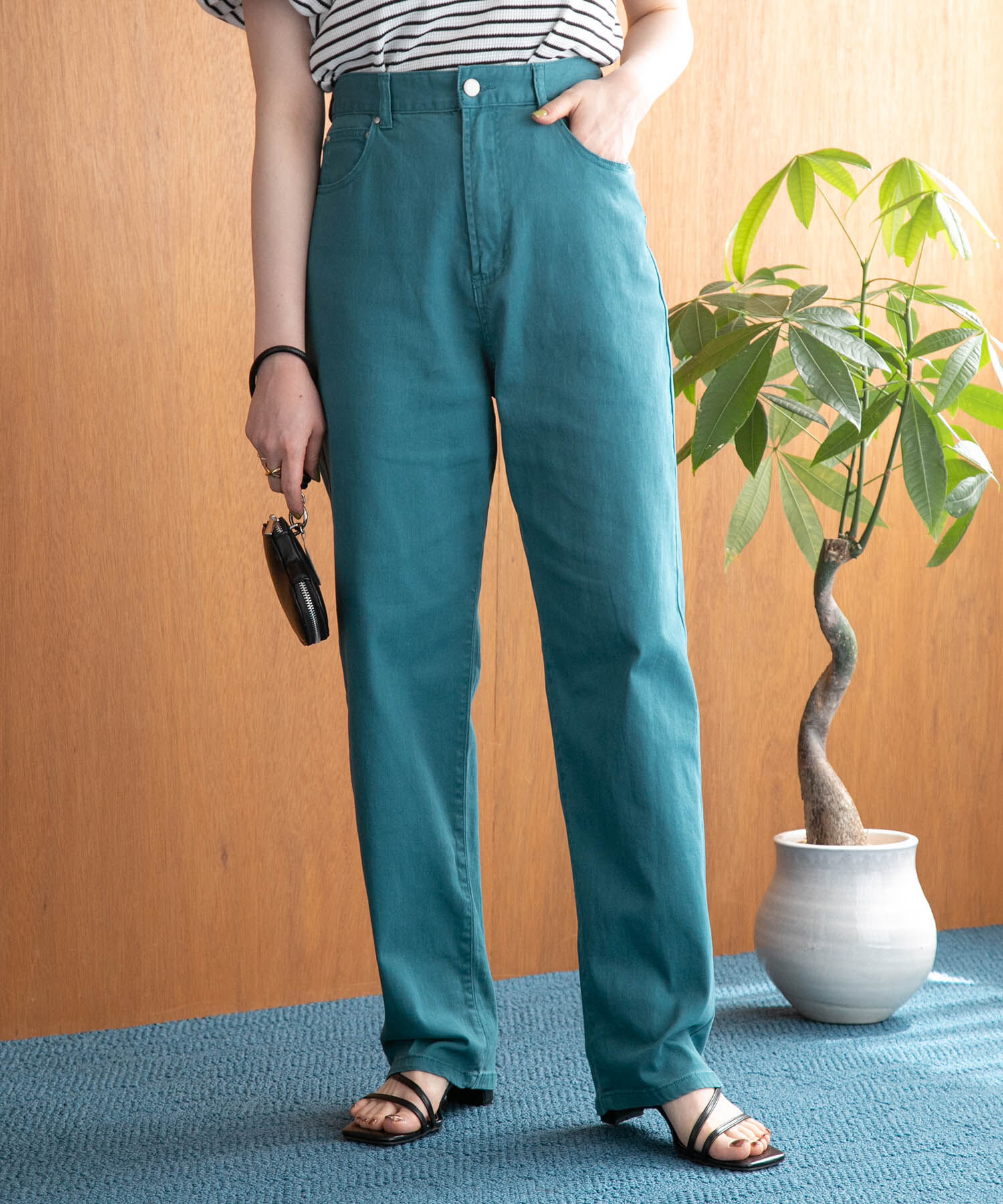 VIS「ツイル＆デニムストレートパンツ」|デニム|