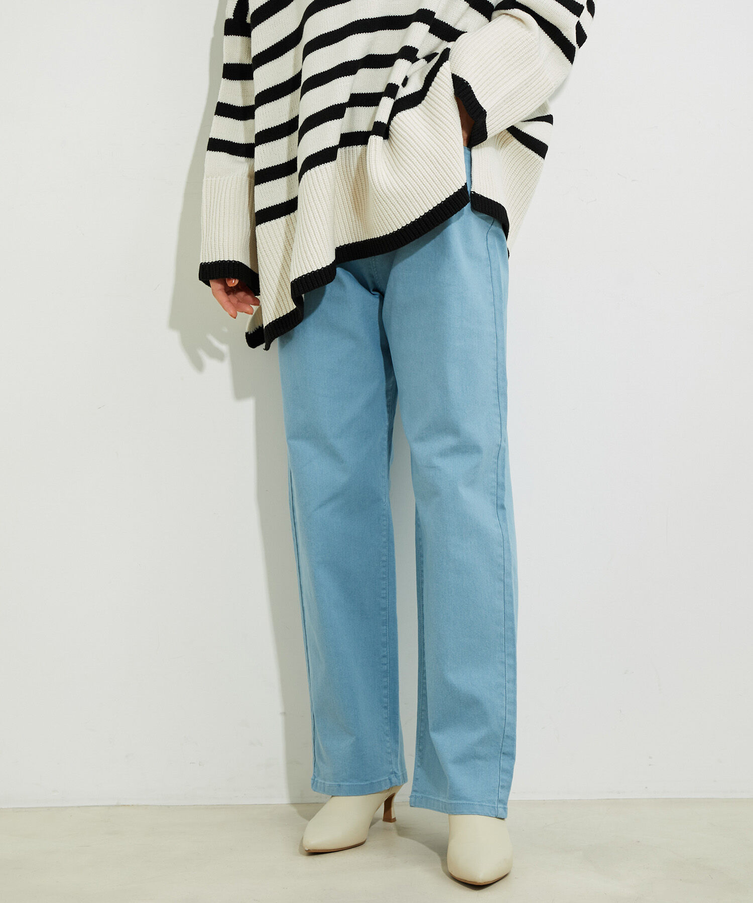 VIS「ツイル＆デニムストレートパンツ」|デニム|