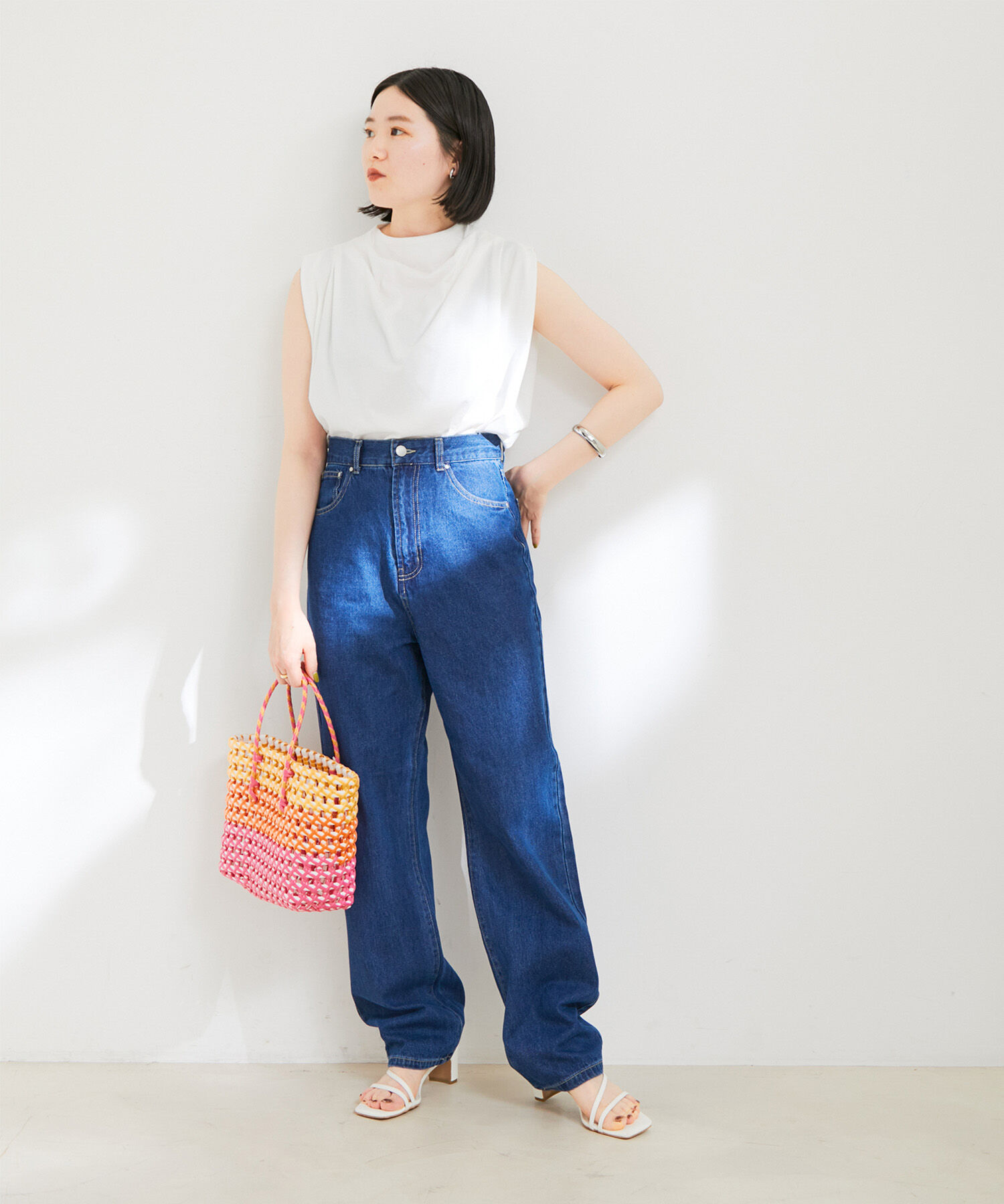 VIS「ツイル＆デニムストレートパンツ」|デニム|