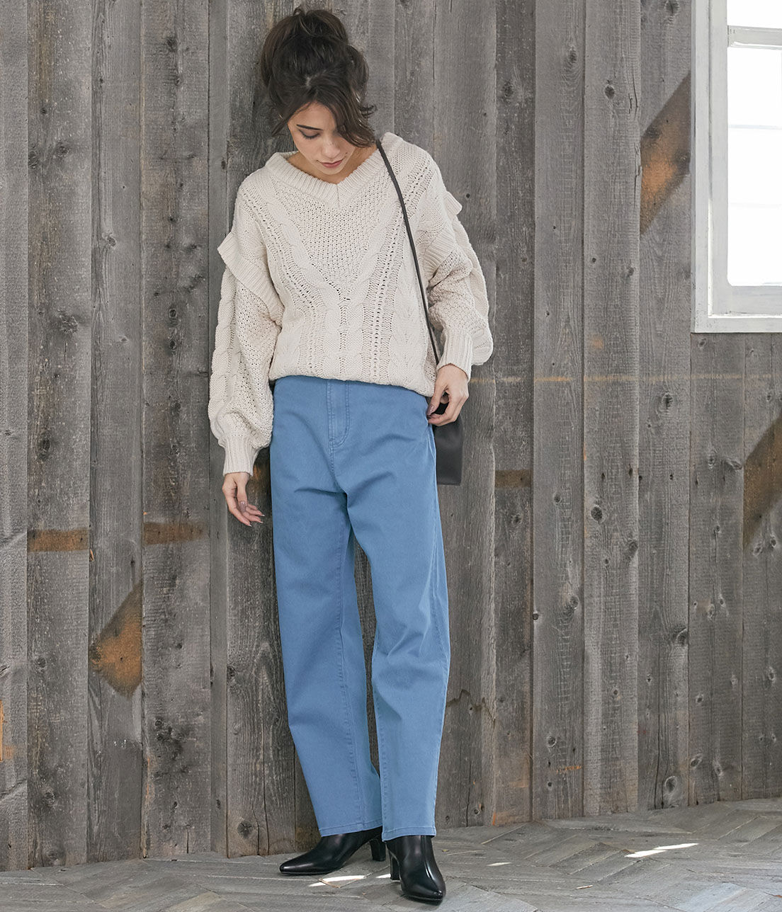 VIS「ツイル＆デニムストレートパンツ」|デニム|