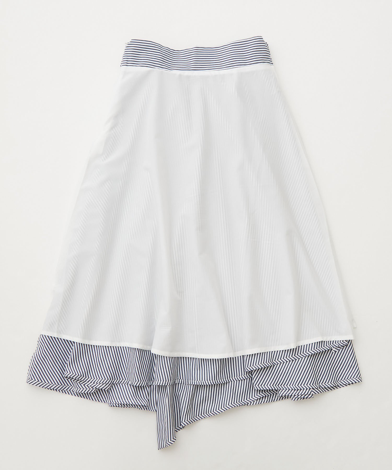 VIS「【セットアップ対応】ストライプ＆無地フロントリボンアシメスカート【sustainable】」|スカート|