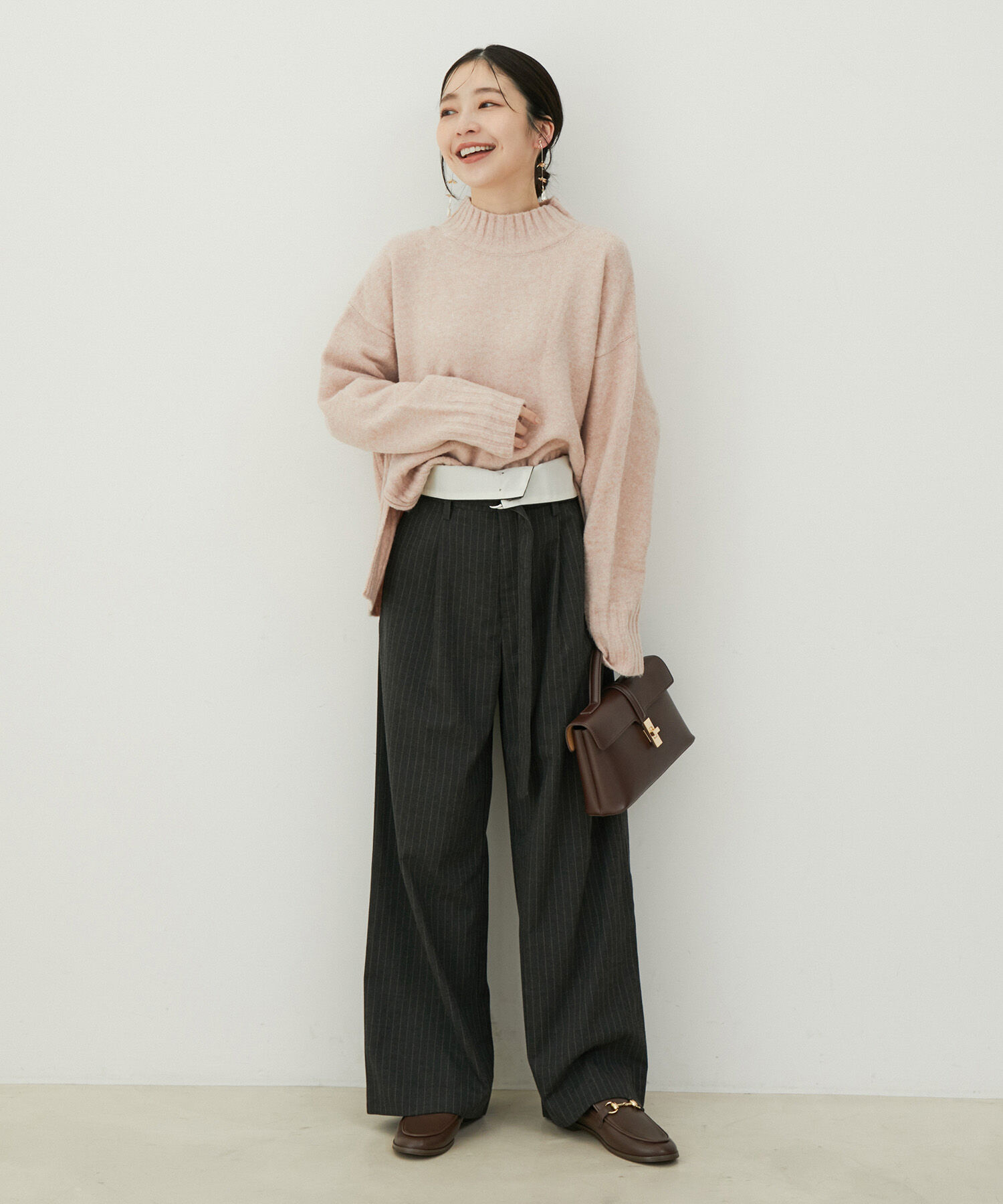 VIS「【選べる着丈】ふわもこサイドスリットニット【洗える】」|ニット・セーター|