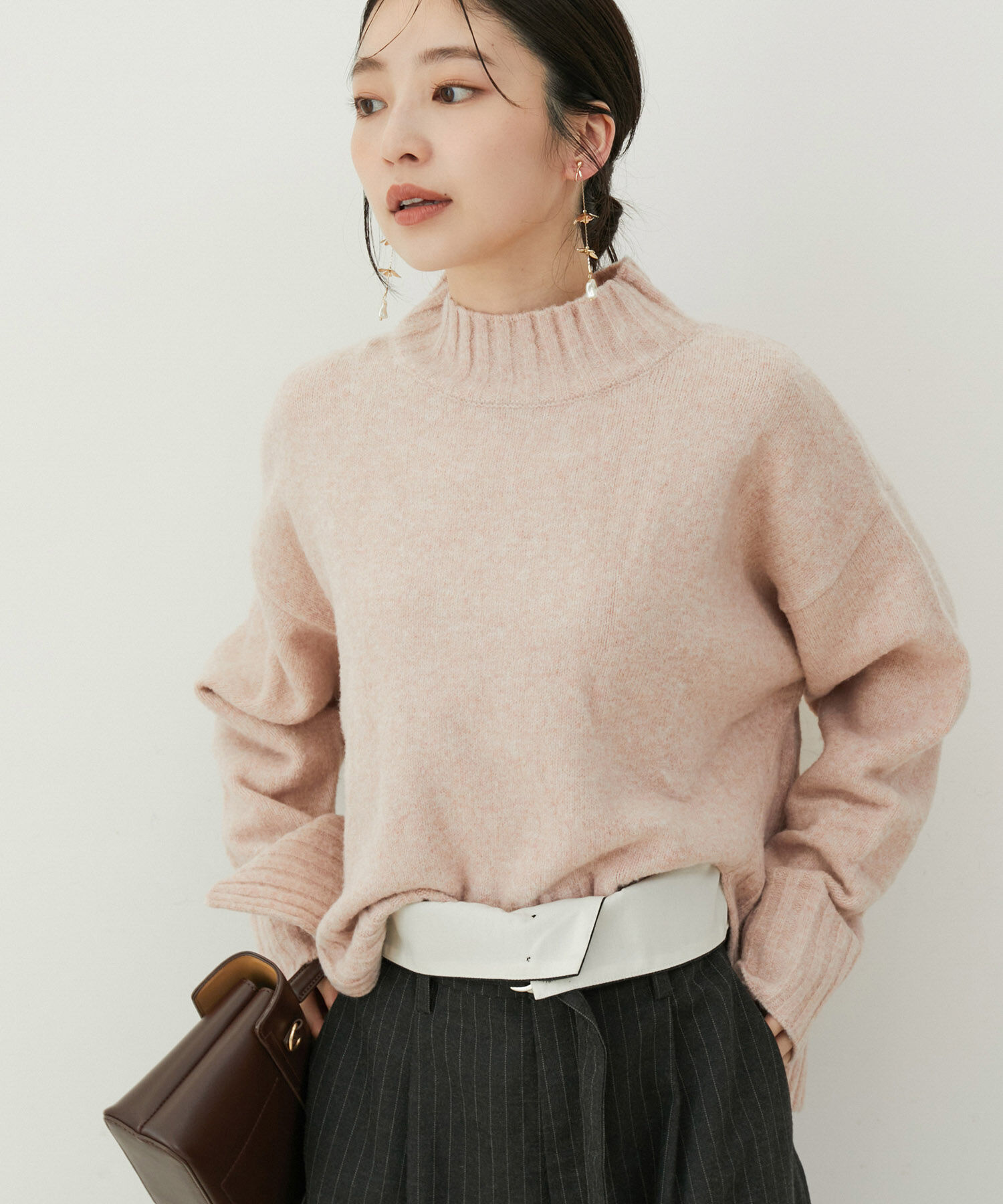 VIS「【選べる着丈】ふわもこサイドスリットニット【洗える】」|ニット・セーター|