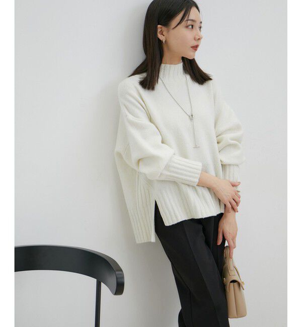 VIS「【選べる着丈】ふわもこサイドスリットニット【洗える】」|ニット・セーター|