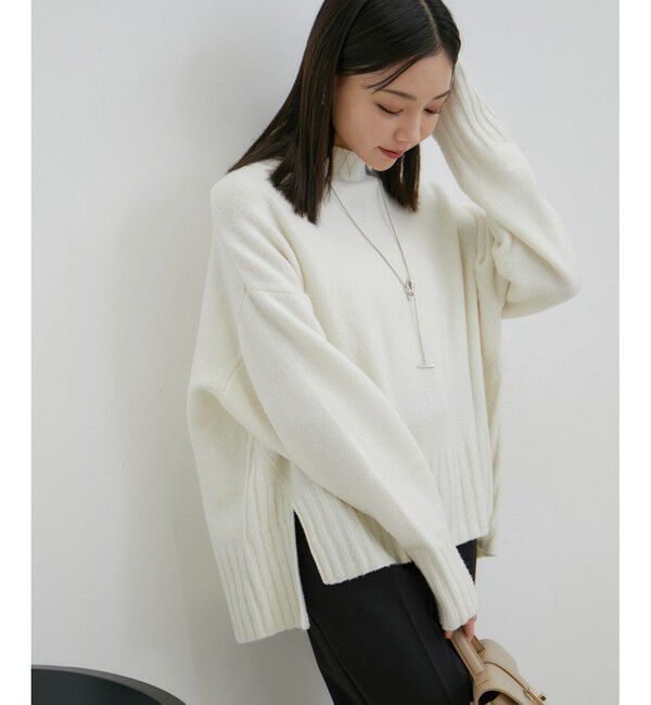 VIS「【選べる着丈】ふわもこサイドスリットニット【洗える】」|ニット・セーター|