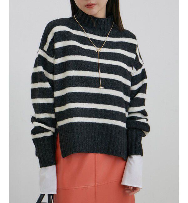 VIS「【選べる着丈】ふわもこサイドスリットニット【洗える】」|ニット・セーター|