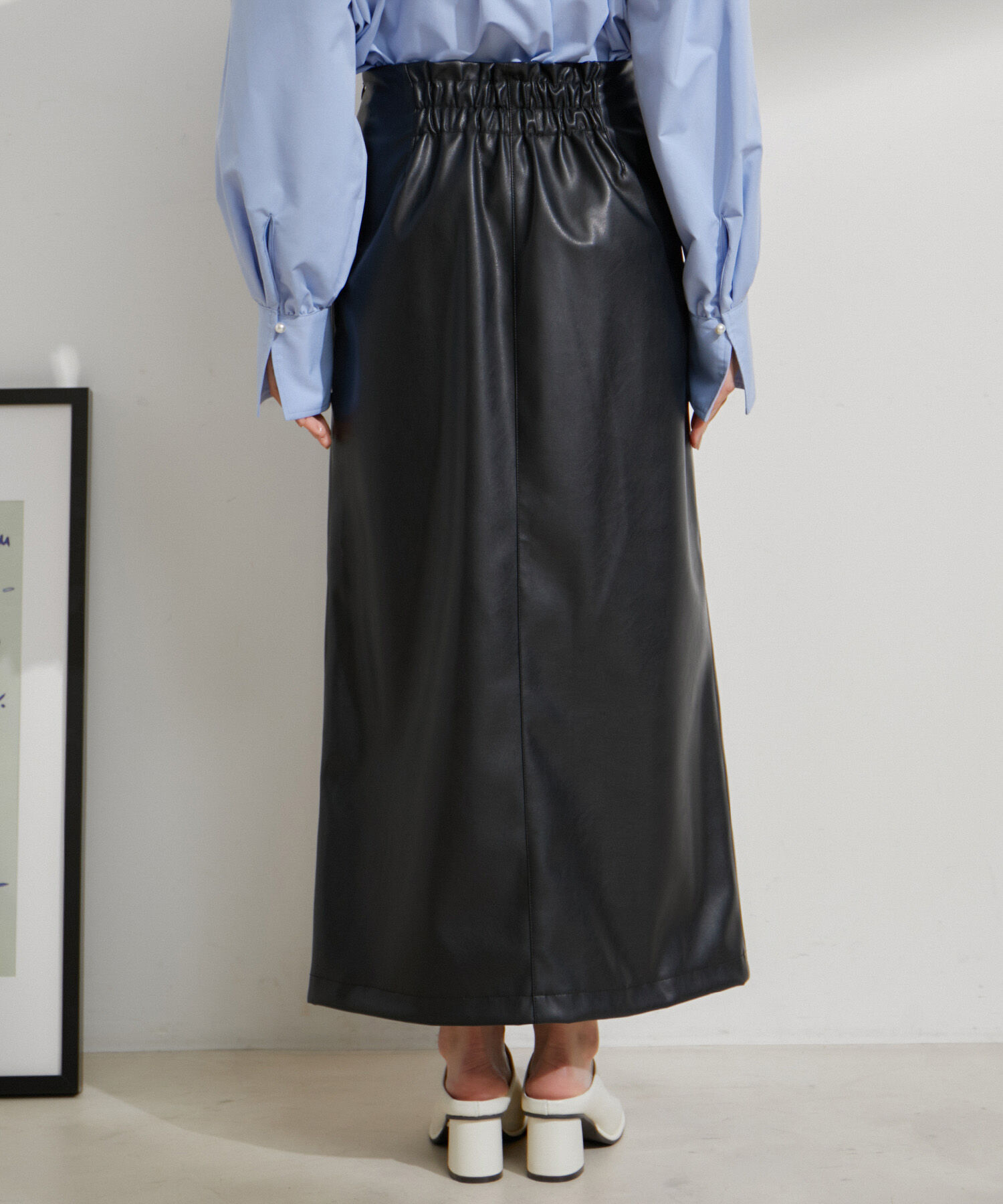 VIS「フェイクレザーIラインスカート」|スカート|