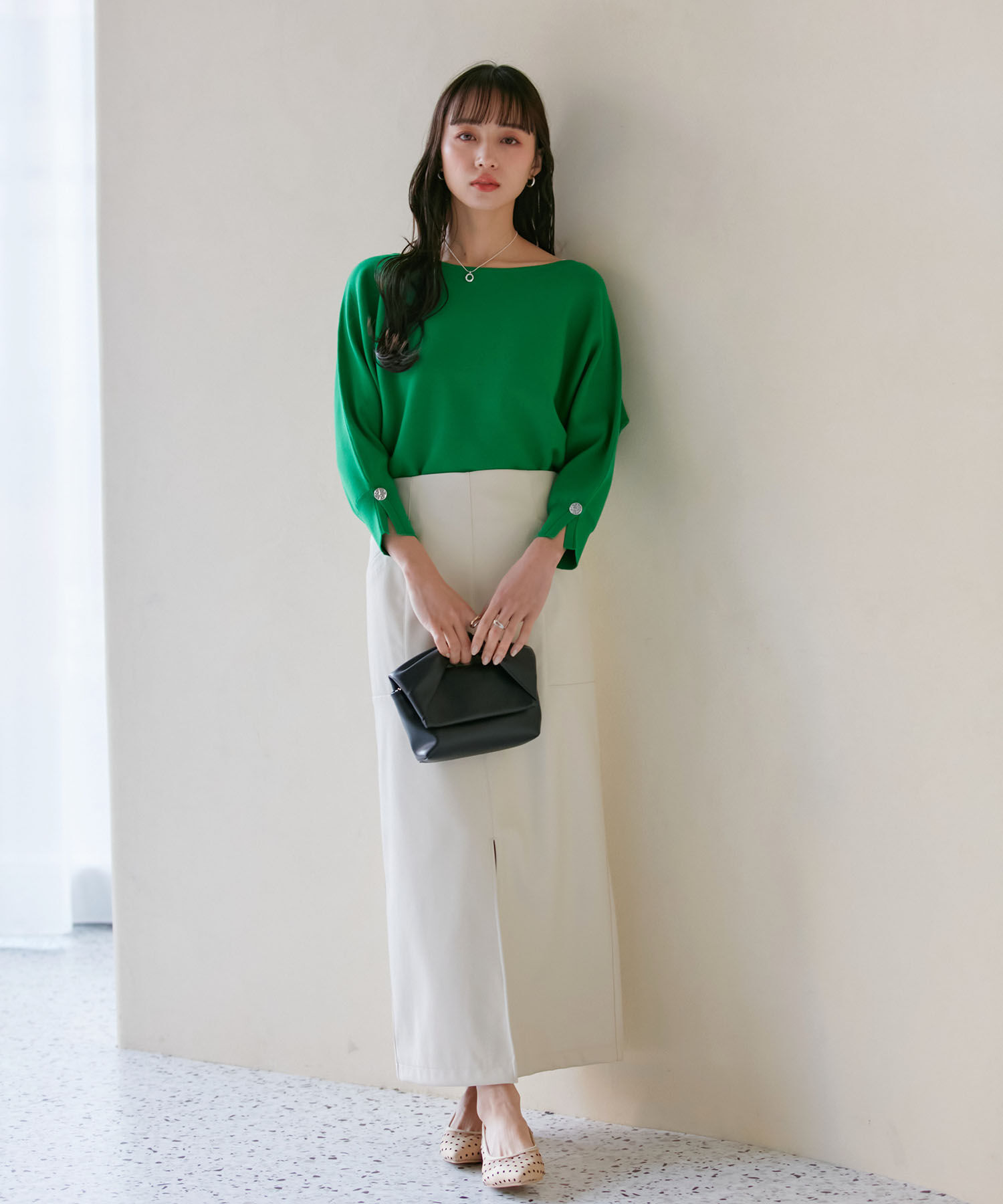 VIS「フェイクレザーIラインスカート」|スカート|