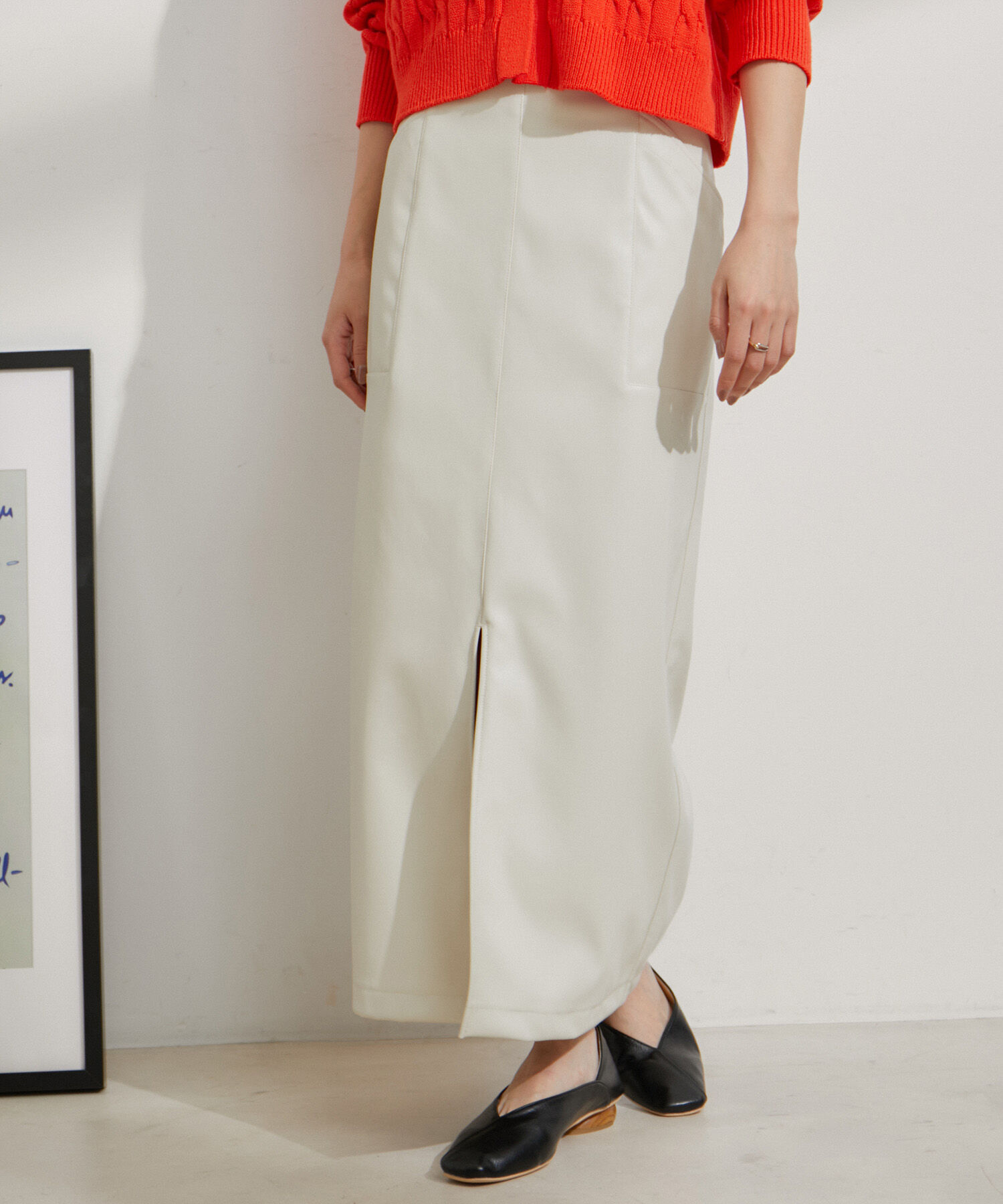 VIS「フェイクレザーIラインスカート」|スカート|