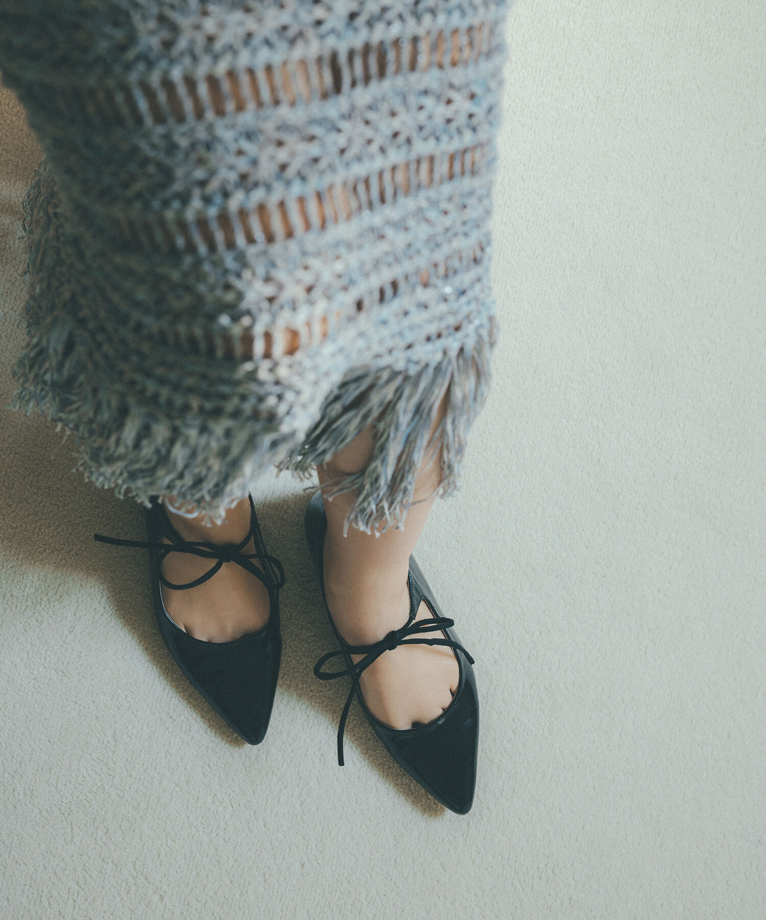 VIS「フリンジクロシェメッシュニットスカート」|スカート|