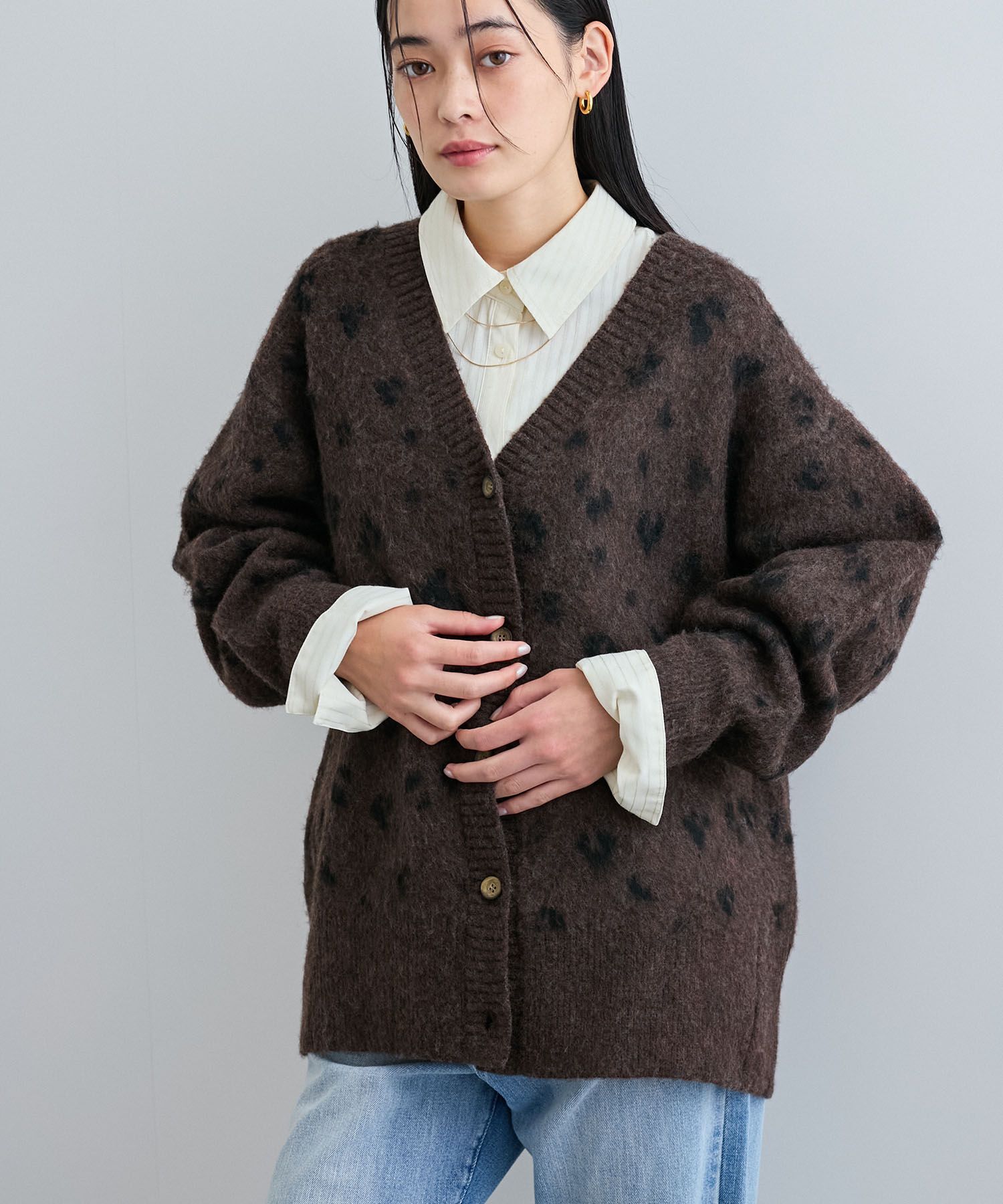 VIS「シャギーレオパードカーディガン」|カーディガン|