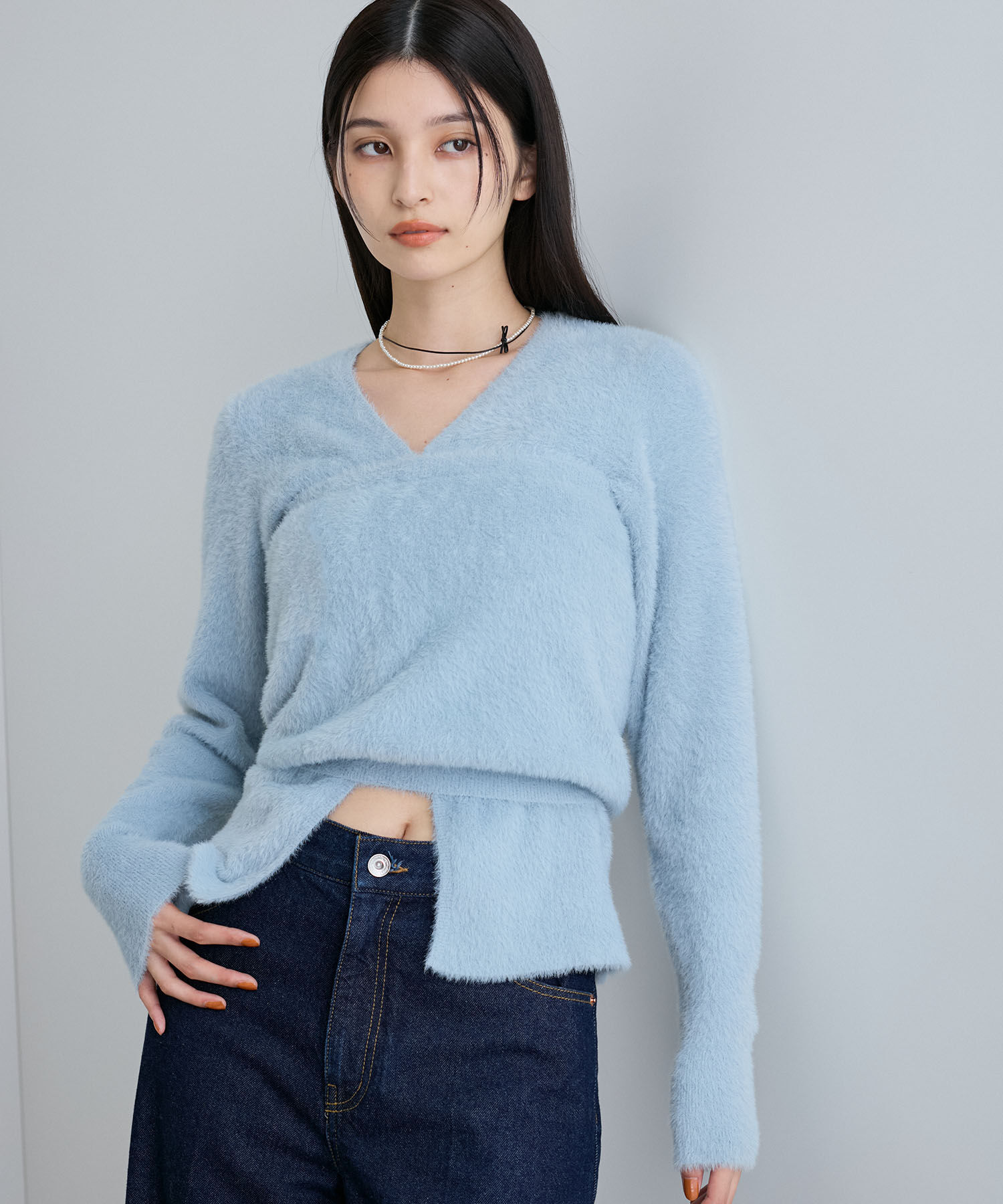 VIS「【SET】ビスチェセットカーディガン」|ニット・セーター|サックス(48)