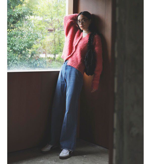 VIS「パールボタンVネック片畦ニットカーディガン」|カーディガン|