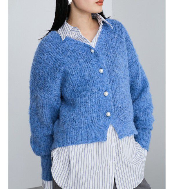 VIS「パールボタンVネック片畦ニットカーディガン」|カーディガン|ブルーメイン