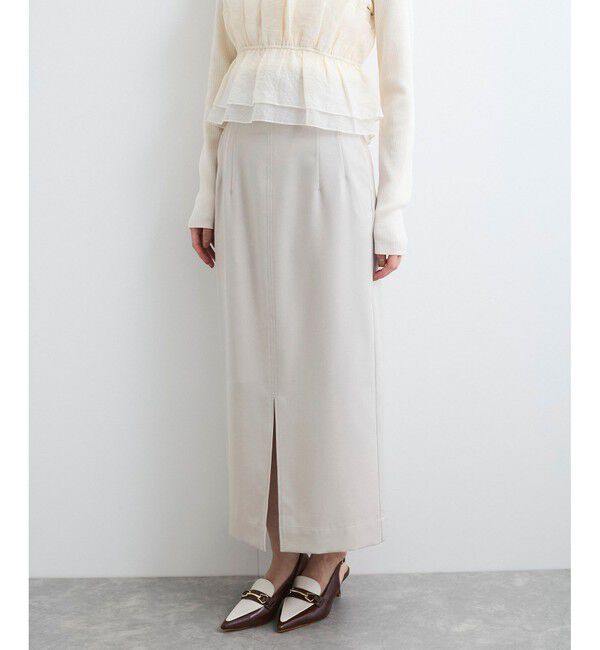 VIS「【美easy】コンフォートツイルウエストデザインIラインスカート【洗える/防シワ/UVケア】」|スカート|ベージュサブ
