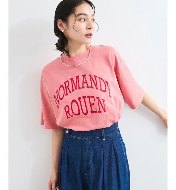 VIS「ピグメント加工プリントビッグTシャツ」|Tシャツ・カットソー|オレンジ系(74)