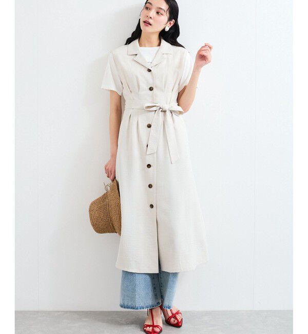 VIS「【美easy】リネンライクジレワンピース【接触冷感/洗える】」|ワンピース|