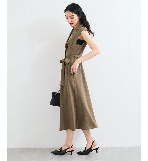 VIS「【美easy】リネンライクジレワンピース【接触冷感/洗える】」|ワンピース|