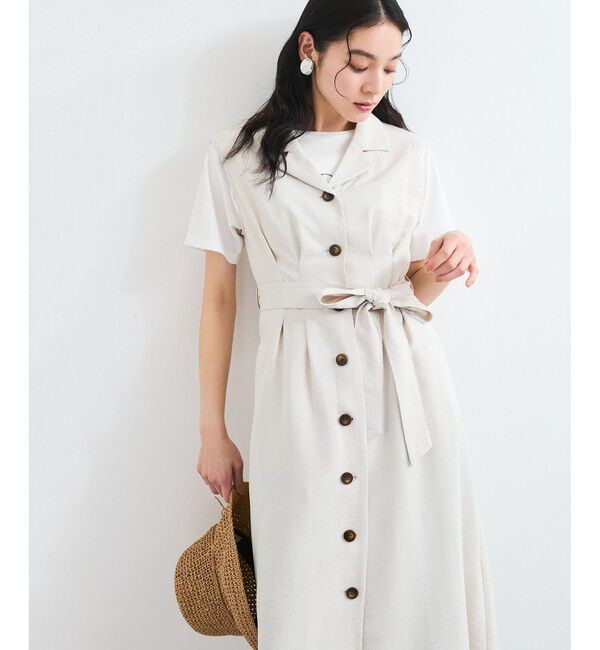 VIS「【美easy】リネンライクジレワンピース【接触冷感/洗える】」|ワンピース|