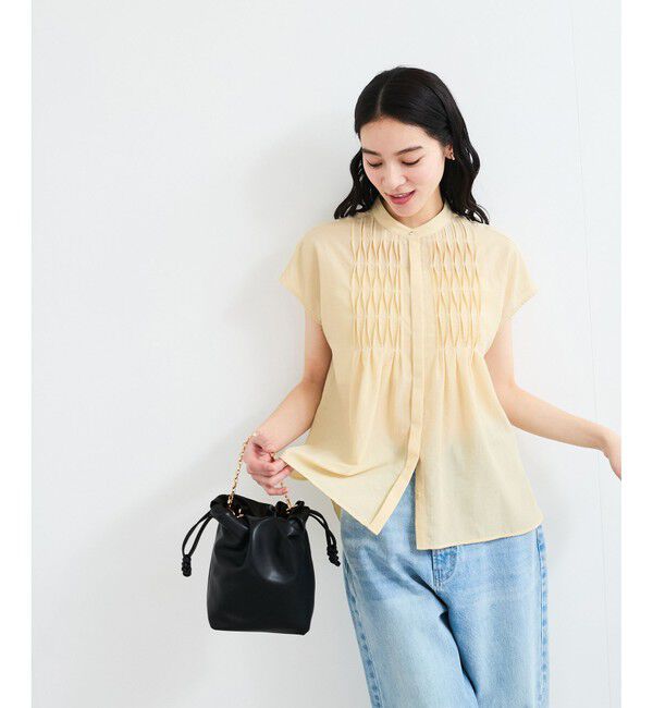 VIS「【接触冷感/洗える】気流染めスモッキングブラウス」|シャツ・ブラウス|