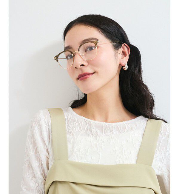 VIS「ブローファッショングラス／ハーフリムファッショングラス」|メガネ|オリーブ(37)