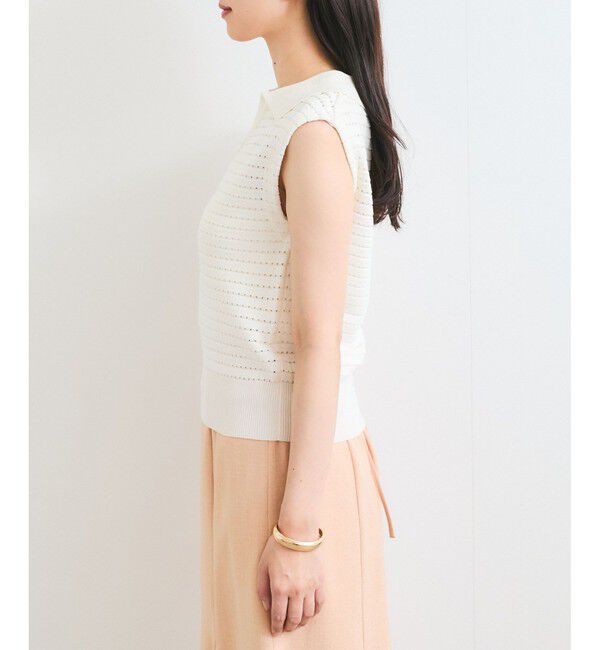 VIS「スキッパーフレンチスリーブアイレットニット」|ニット・セーター|