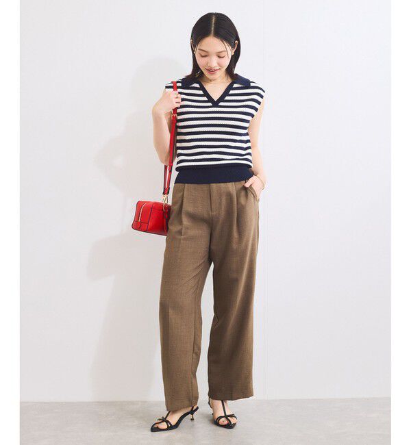 VIS「スキッパーフレンチスリーブアイレットニット」|ニット・セーター|