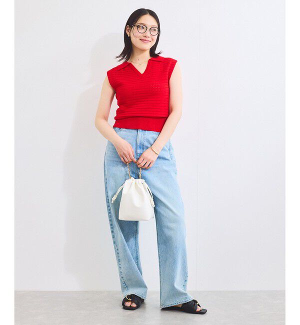 VIS「スキッパーフレンチスリーブアイレットニット」|ニット・セーター|