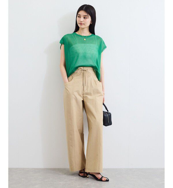 VIS「【接触冷感/洗える】ドロストワイドパンツ」|チノ|