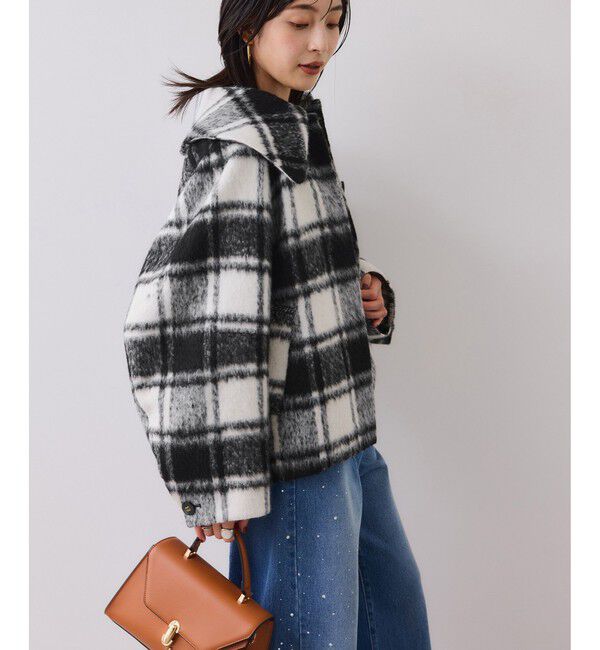 VIS「【アウター総選挙1位】ビッグカラーモモンガシャギーショートコート」|ブルゾン・スタジャン|