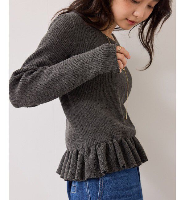 VIS「スラブヤーンペプラムフリルニットプルオーバー」|ニット・セーター|