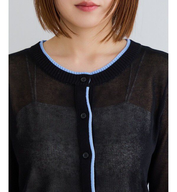 VIS「【WEB限定】リネンタッチ配色シアーカーディガン」|カーディガン|